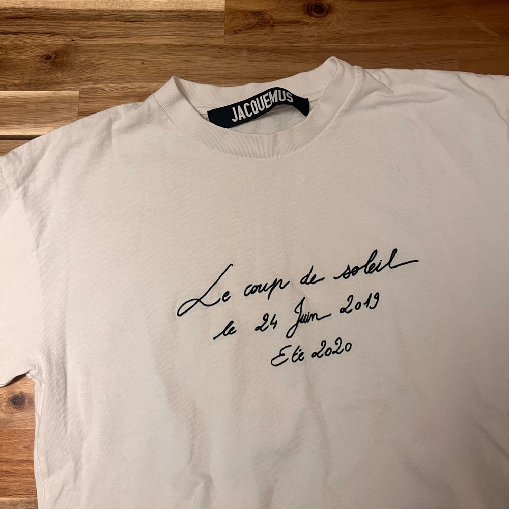 Jacquemus White Script Logo Short Sleeve Tee